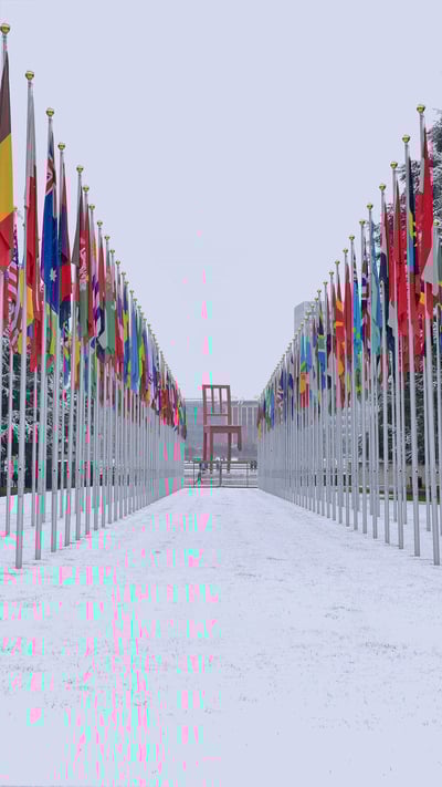 Flags outside the UN's Palace of Nations in Geneva, Switzerland (© Mustafa Yalcin/Anadolu Agency/Getty Images) mobile wallpaper