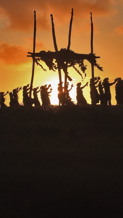Dancers on the site of a lele (altar) on Mount Maunaloa, Molokai, Hawaii (© Alvis Upitis/Getty Images) mobile wallpaper