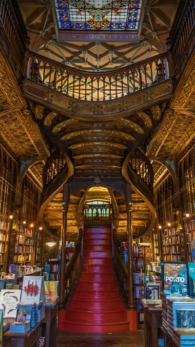 Livraria Lello, a bookstore in Porto, Portugal (© Nido Huebl/Shutterstock) mobile wallpaper