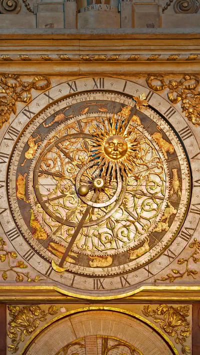 Astronomical clock, Lyon, France (© kyolshin/Alamy) mobile wallpaper
