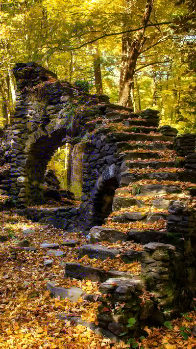 Madame Sherri Forest and the ruins of an old castle, New Hampshire (© yggdrasill/Shutterstock) mobile wallpaper