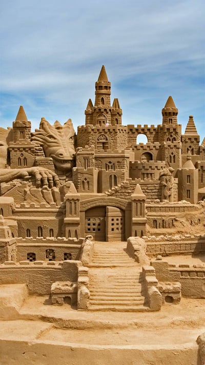 Sandcastle on Malvarrosa Beach in Valencia, Spain (© Tony French/Alamy) mobile wallpaper