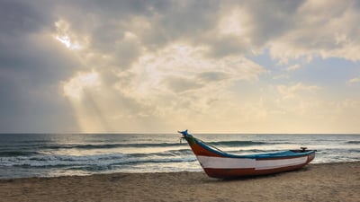 Calm seas, waiting boat