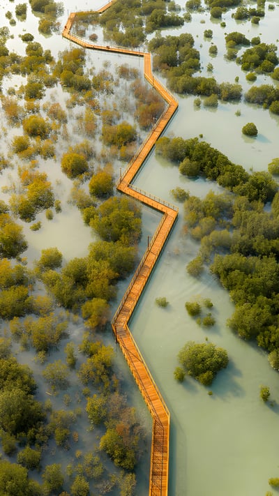 Jubail Mangrove Park in Abu Dhabi, United Arab Emirates (© Amazing Aerial Premium/Shutterstock) mobile wallpaper