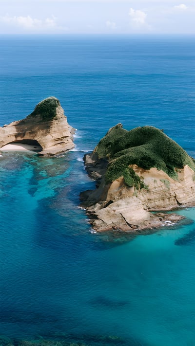 青い海に浮かぶ種子島の無人島, 鹿児島県 (© Ippei Naoi/Getty Images) mobile wallpaper