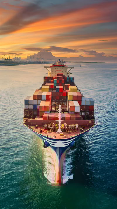Container ship near a commercial port in Thailand (© Suriyapong Thongsawang/Getty Images) mobile wallpaper
