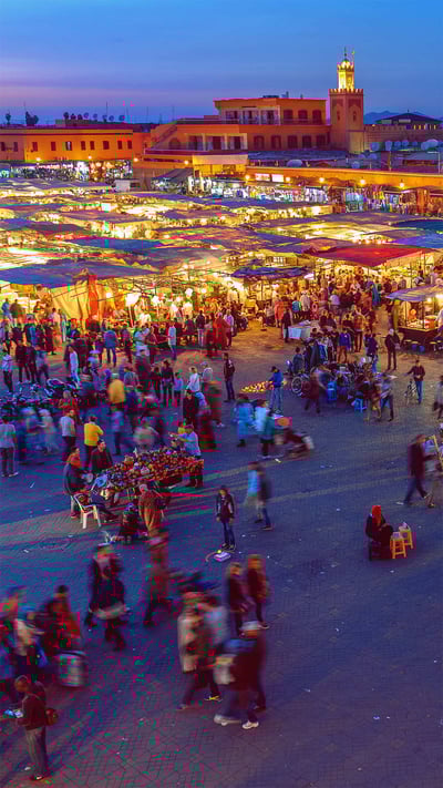 Jemaa el-Fnaa Square in Marrakesh, Morocco (© Pavliha/Getty Images) mobile wallpaper