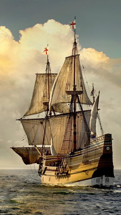 The Mayflower II replica of the original Mayflower (© Jim Curran/Adobe Stock) mobile wallpaper