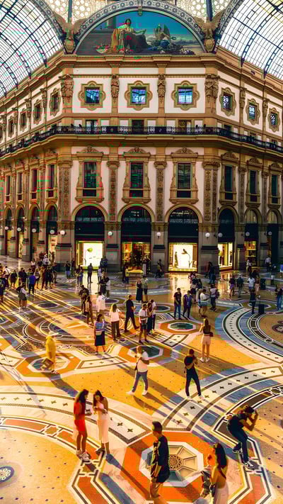 Galleria Vittorio Emanuele II al tramonto, Milano, Lombardia (© Marco Bottigelli/Moment/Getty Images) mobile wallpaper