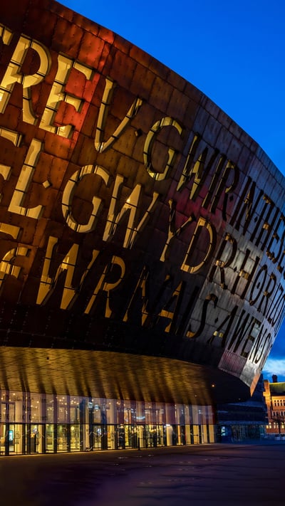Wales Millennium Centre and The Pierhead building at dawn, Cardiff Bay (© Carl DeAbreu Photography/Shutterstock) mobile wallpaper