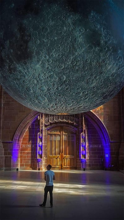 Artist Luke Jerram's installation 'Museum of the Moon' at Liverpool Cathedral, England (© Christopher Furlong/Getty Images) mobile wallpaper