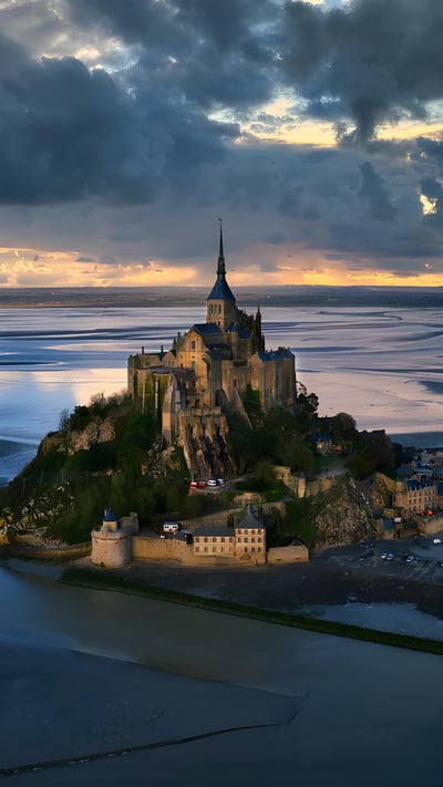 Mont-Saint-Michel, Normandy, France (© Captain Skyhigh/Getty Images) mobile wallpaper