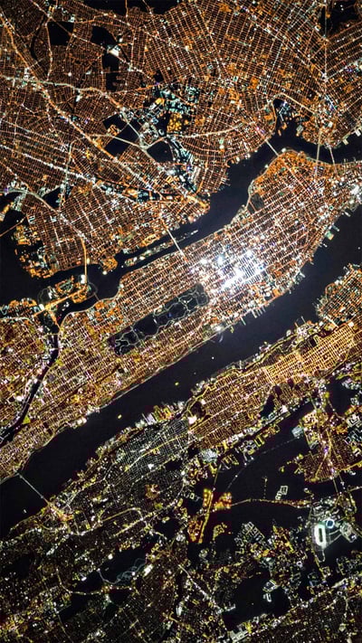 View of New York City from the International Space Station (© NASA Photo/Alamy) mobile wallpaper