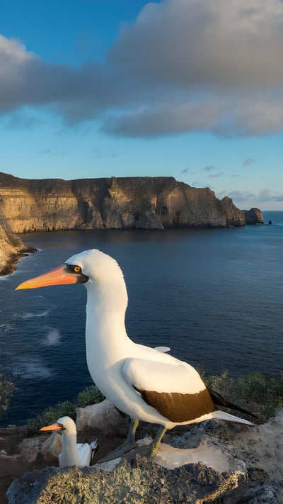 Nazca boobies, Wolf Island, Galápagos Islands, Ecuador (© Tui De Roy/Minden Pictures) mobile wallpaper