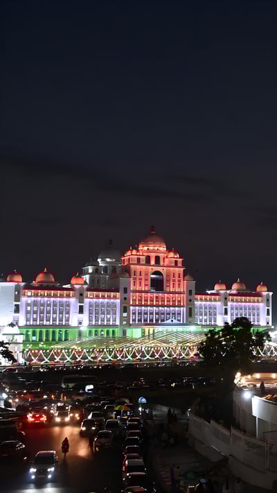 Telangana Secretariat, Hyderabad, Telangana (© NOAH SEELAM/Contributor/Getty Images) mobile wallpaper