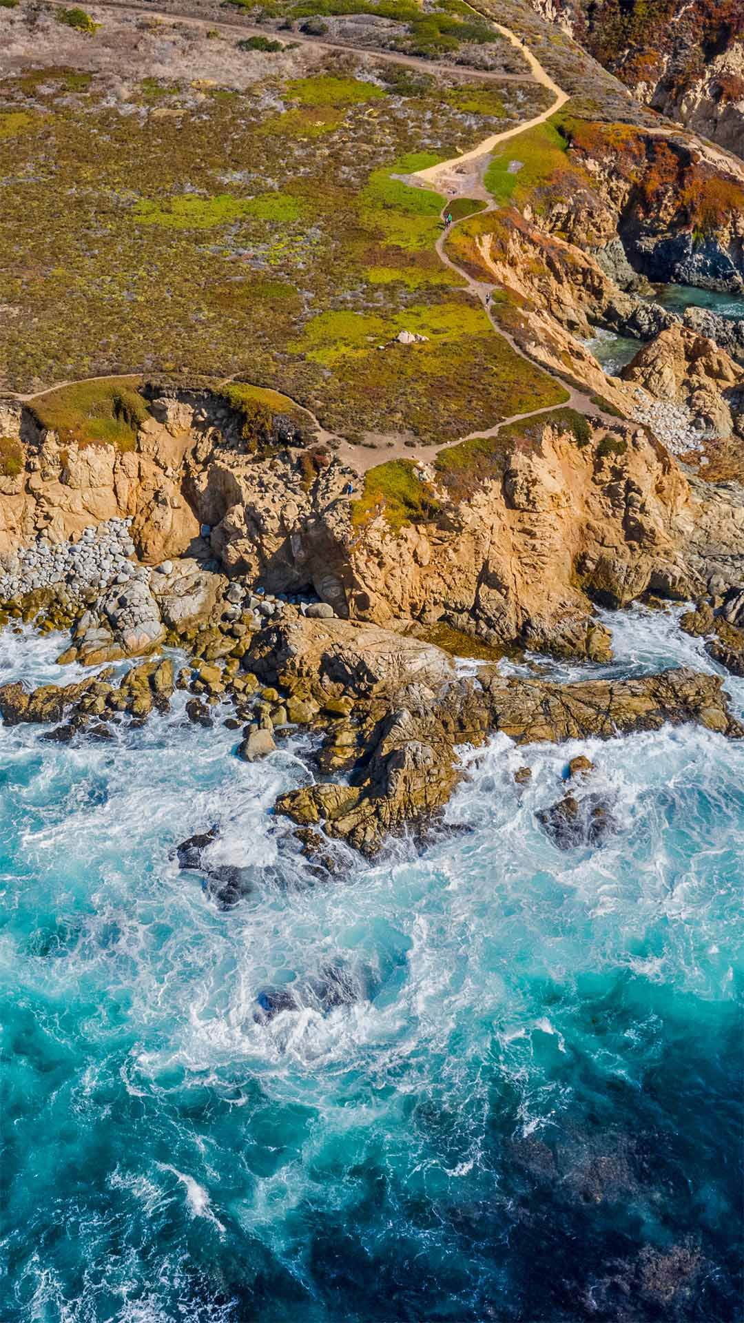 鸟瞰蒙特雷附近的大苏尔海岸线,加利福尼亚州 (© Blue Planet Archive/Alamy) mobile wallpaper