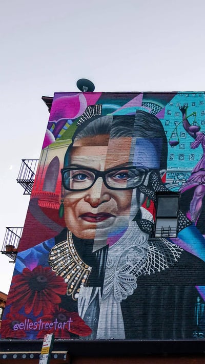 View of the Notorious RBG mural by the street artist Elle in New York City (© lev radin/Alamy) mobile wallpaper