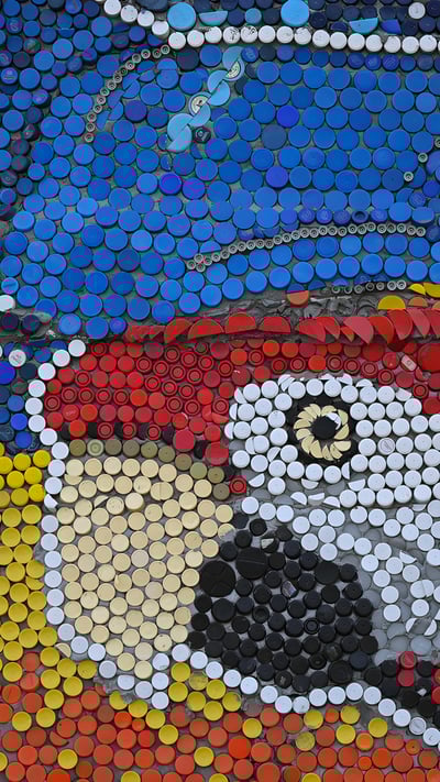 Bottle-cap mural made by Oscar Olivares in Guatire, Venezuela (© FEDERICO PARRA/AFP via Getty Images) mobile wallpaper