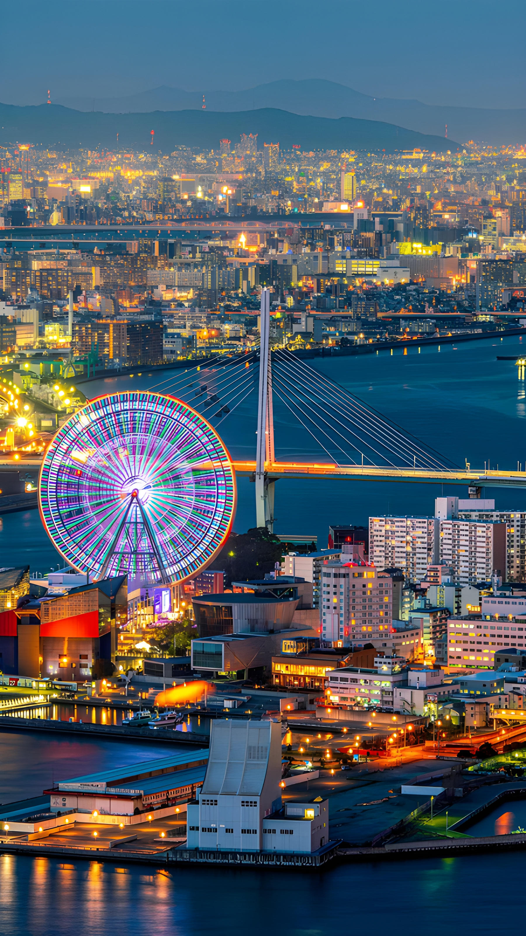 Osaka at night, Japan (© wichianduangsri/Getty Images) mobile wallpaper