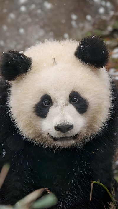 Baby giant panda in the snow, China (© Cheryl Schneider/Alamy) mobile wallpaper
