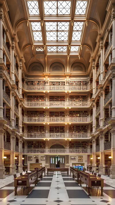 George Peabody Library, Baltimore, Maryland (© Wim Wiskerke/Alamy) mobile wallpaper