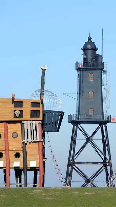 Playground at the Obereversand Lighthouse in Dorum-Neufeld, Germany (© INGO WAGNER/DPA/AFP via Getty Images) mobile wallpaper