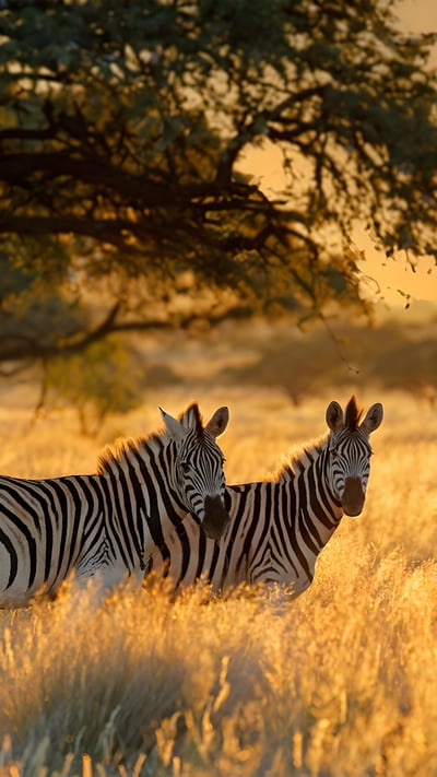 Plains zebras at sunrise, Mokala National Park, South Africa (© EcoPrint/Shutterstock) mobile wallpaper
