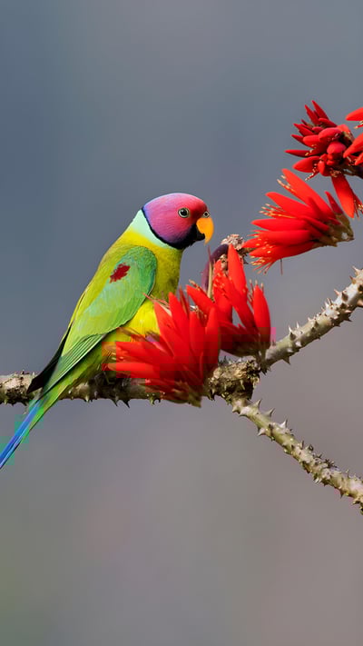 Plum-headed parakeet at Shimoga, Karnataka, India (© Hira Punjabi/Alamy) mobile wallpaper