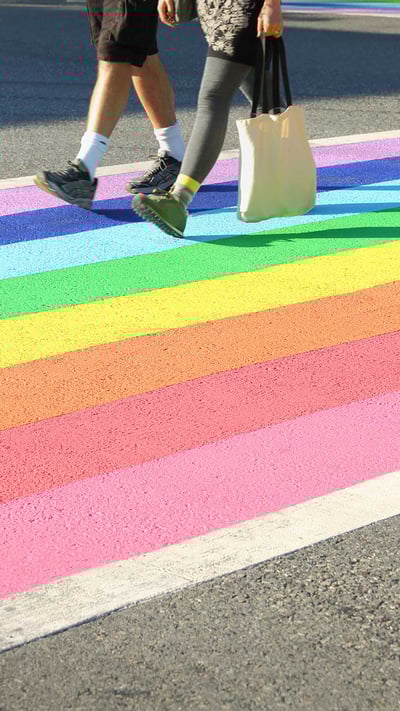 Vancouver’s first permanently rainbow coloured crosswalk in downtown Vancouver (© Maxvis/Getty Images) mobile wallpaper