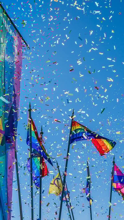 Rainbow flags and confetti, Reykjavík, Iceland (© Arctic-Images/Getty Images) mobile wallpaper