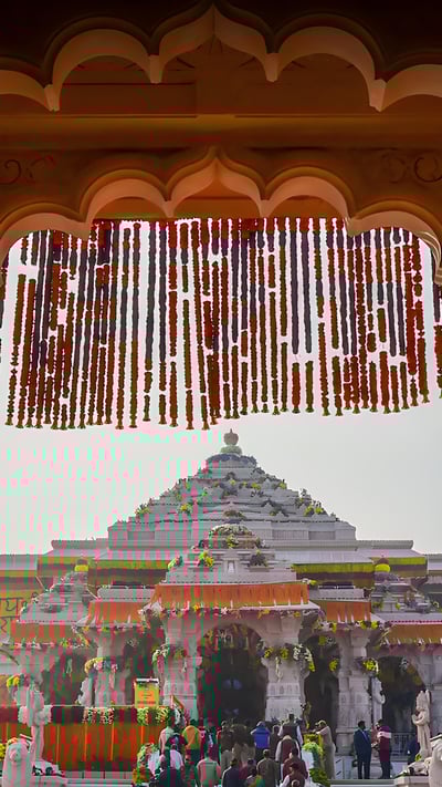 Ram Mandir, Ayodhya, Uttar Pradesh (© Ritesh Shukla/Stringer/Getty Images) mobile wallpaper