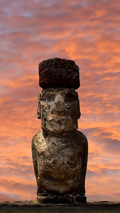 Moai statues at Ahu Tongariki in Rapa Nui National Park, Easter Island, Chile (© blickwinkel/Alamy) mobile wallpaper