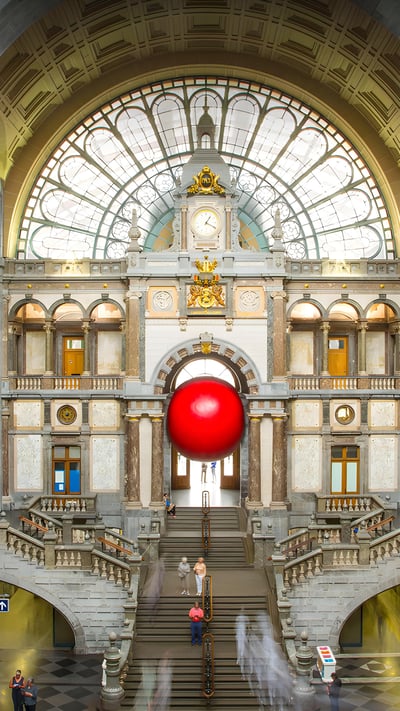 The RedBall Project art installation, Centraal Station, Antwerp, Belgium (© Brit Worgan/Getty Images) mobile wallpaper