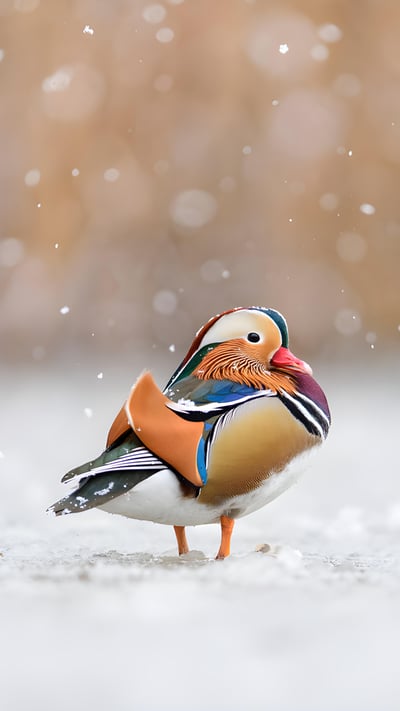 Mandarin duck, Richmond Park, London, England (© Oscar Dewhurst/Minden Pictures) mobile wallpaper
