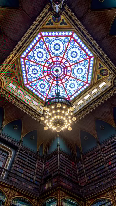 Interior do Real Gabinete Português de Leitura, Rio de Janeiro, Brasil (© Donatas Dabravolskas/Shutterstock) mobile wallpaper