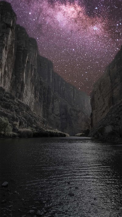 Santa Elena Canyon under the Milky Way in Big Bend National Park, Texas (© Stanley Ford/Shutterstock) mobile wallpaper