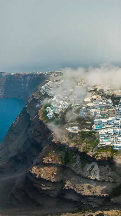 Aerial view of Santorini, Greece (© Amazing Aerial Agency/Offset) mobile wallpaper