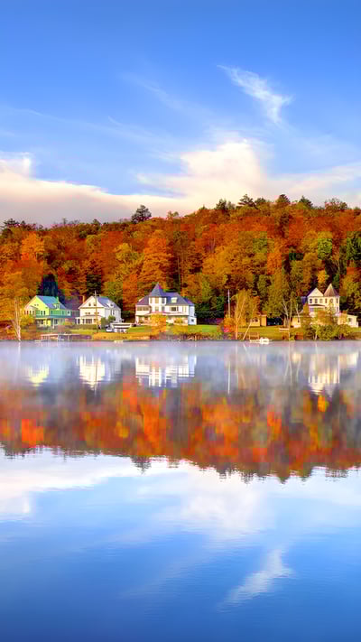 Village of Saranac Lake, Adirondack Mountains, New York (© DenisTangneyJr/Getty Images) mobile wallpaper