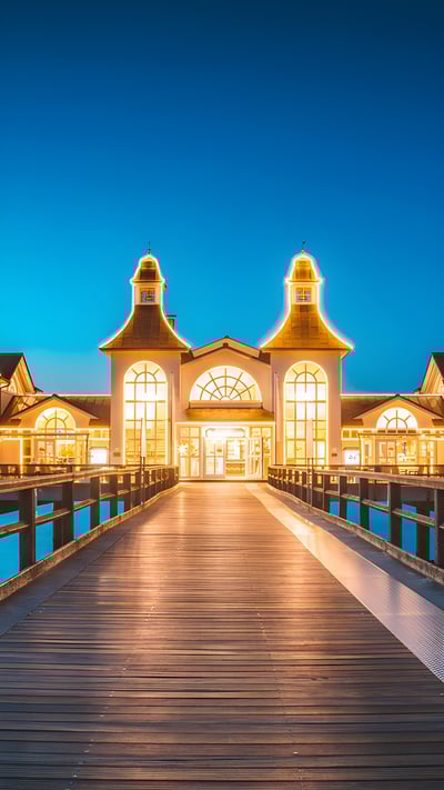 Sellin Seebrücke, Sellin, Rügen (© SW Travel Imagery/Alamy Foto de stock) mobile wallpaper