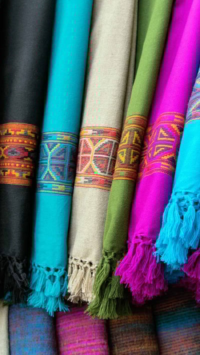 Bright coloured cloth shawls, from Nepal and India (© Ilia Andrievsky/Alamy Stock Photo) mobile wallpaper