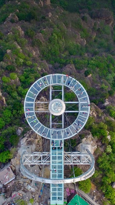Glass sightseeing platform in Shilinxia Scenic Area, Pinggu District of Beijing, China (© STR/AFP via Getty Images) mobile wallpaper