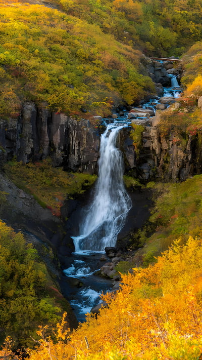 Waterfall in Skaftafell, Vatnajökull National Park, Iceland (© Nopasorn Kowathanakul/Getty Images) mobile wallpaper
