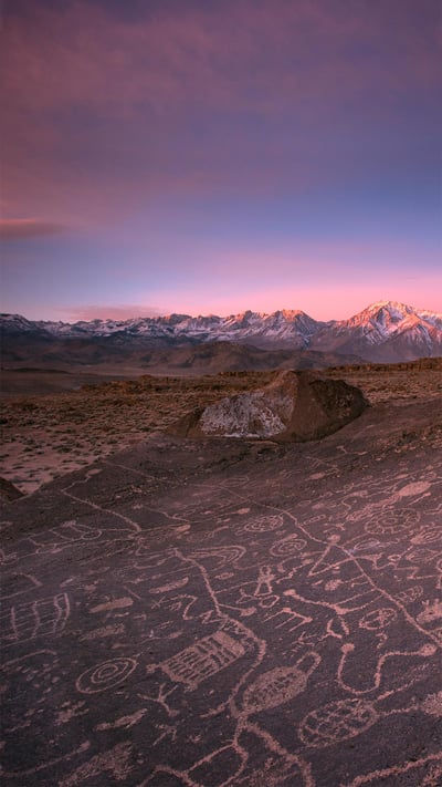 Sky Rock petroglyphs in the Volcanic Tablelands near Bishop, California (© JTBaskinphoto/Getty Images) mobile wallpaper