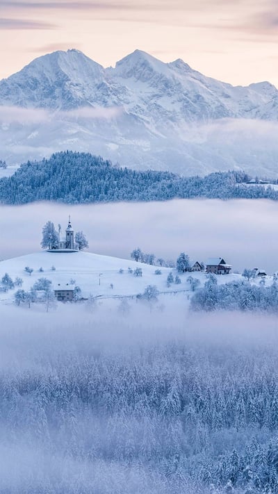 The Church of St. Thomas above the village of Praprotno, for Slovenia Independence and Unity Day (© Guy Edwardes/Minden Pictures) mobile wallpaper