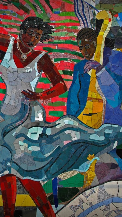 'The Spirit of Harlem' mural by Louis Delsarte in Harlem, New York City (© Pietro Scozzari/agefotostock) mobile wallpaper