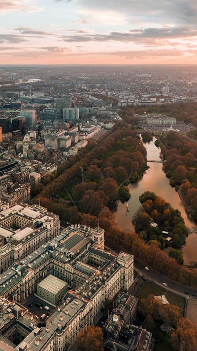 Aerial photograph over Whitehall and St James's Park, London (© Howard Kingsnorth/Getty Images) mobile wallpaper