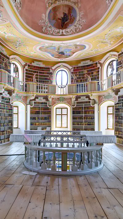 Alte Bibliothek, Kloster Sankt Mang, Füssen, Bayern (© marcobriviophoto/Shutterstock) mobile wallpaper