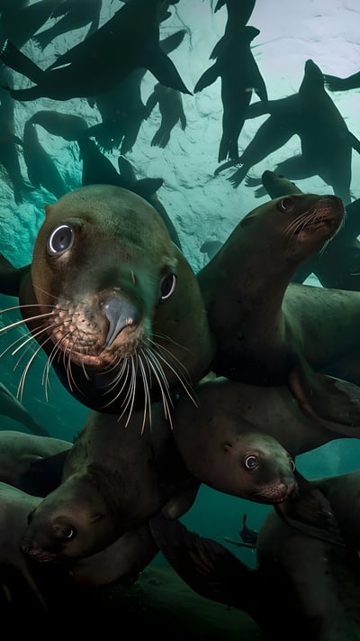 Steller sea lions, Vancouver Island, British Columbia, Canada (© Steve Woods Photography/Getty Images) mobile wallpaper