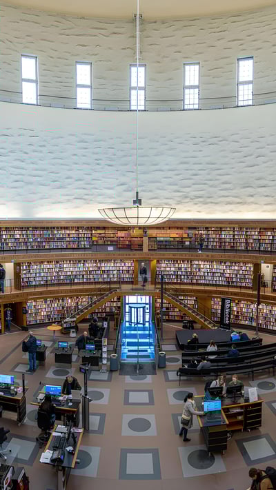 Interior of the Stockholm Public Library, Sweden (© Andrei Hrabun/Alamy) mobile wallpaper