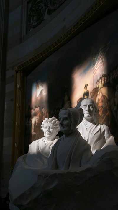 Portrait Monument of women's suffrage pioneers, Capitol Rotunda, Washington, DC (© Andrew Harrer/Bloomberg/Getty Images) mobile wallpaper